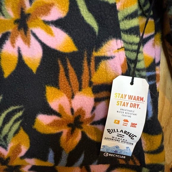 Billabong Adventure Division Floral Fleece Pullover Jacket Women's XS - Picture 3 of 4